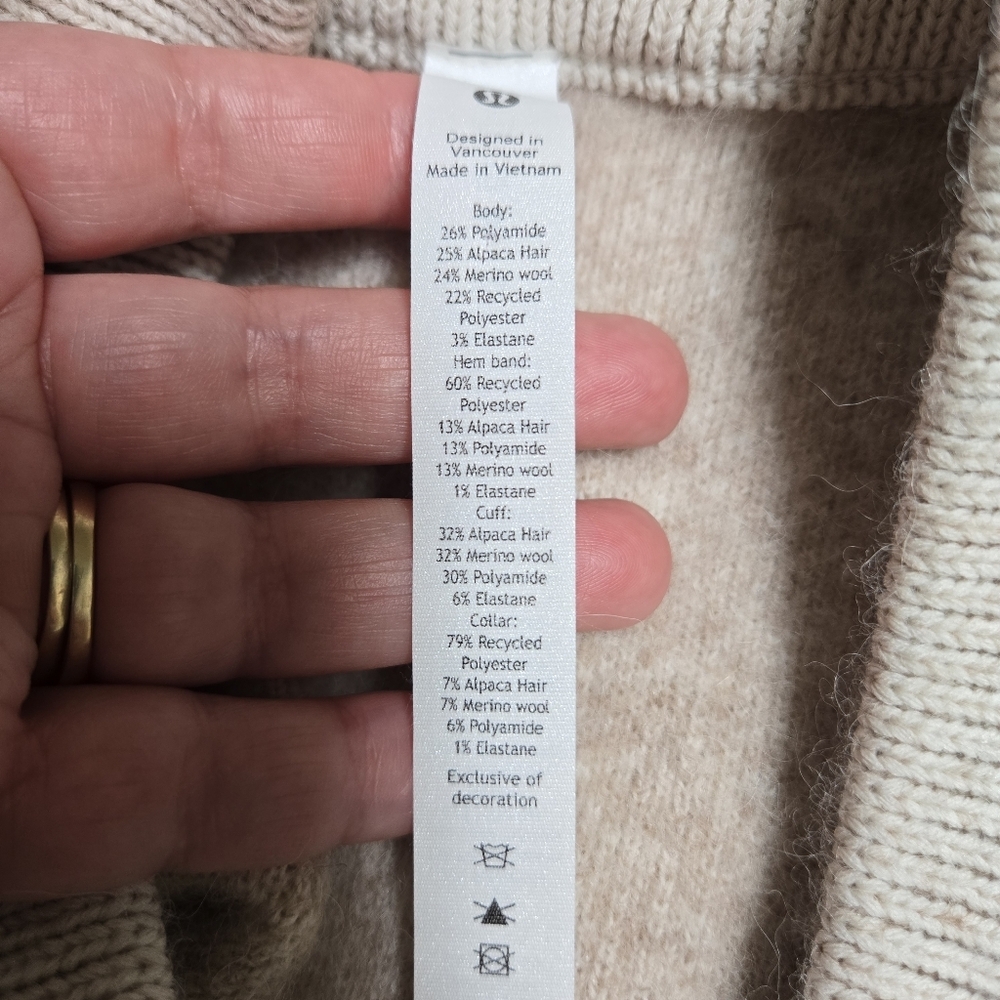 Lululemon Alpaca Wool-Blend V-Neck Sweater Heathered White Opal - Picture 9 of 11
